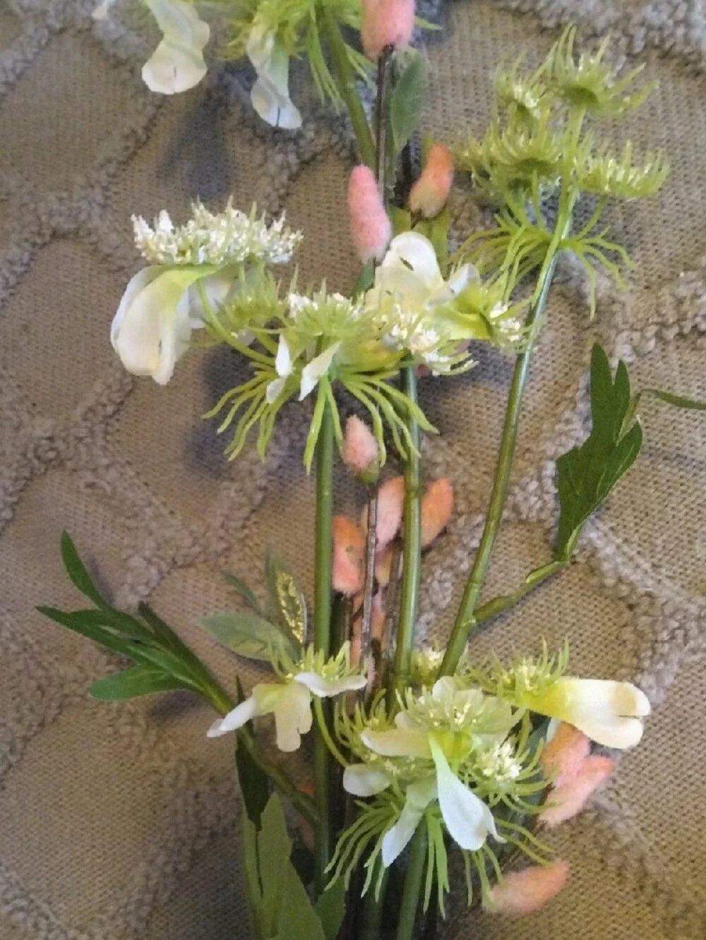 Floral Ceramic Bud Vase with Pink and Blue Accents
